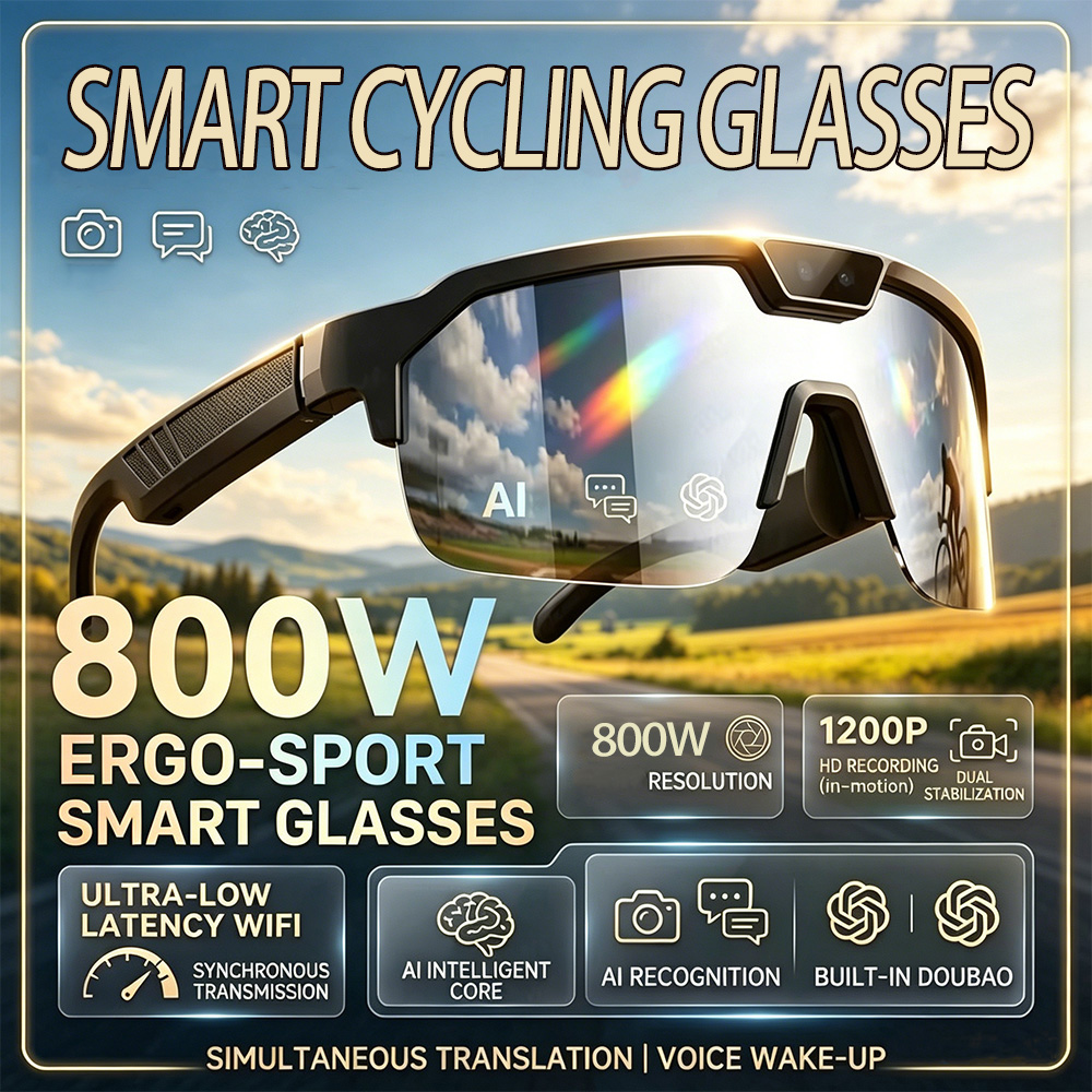 Outdoor Sport Glasses - 2026 Fahrradbrille mit 800W HD-Kamera, UV-Schutz,