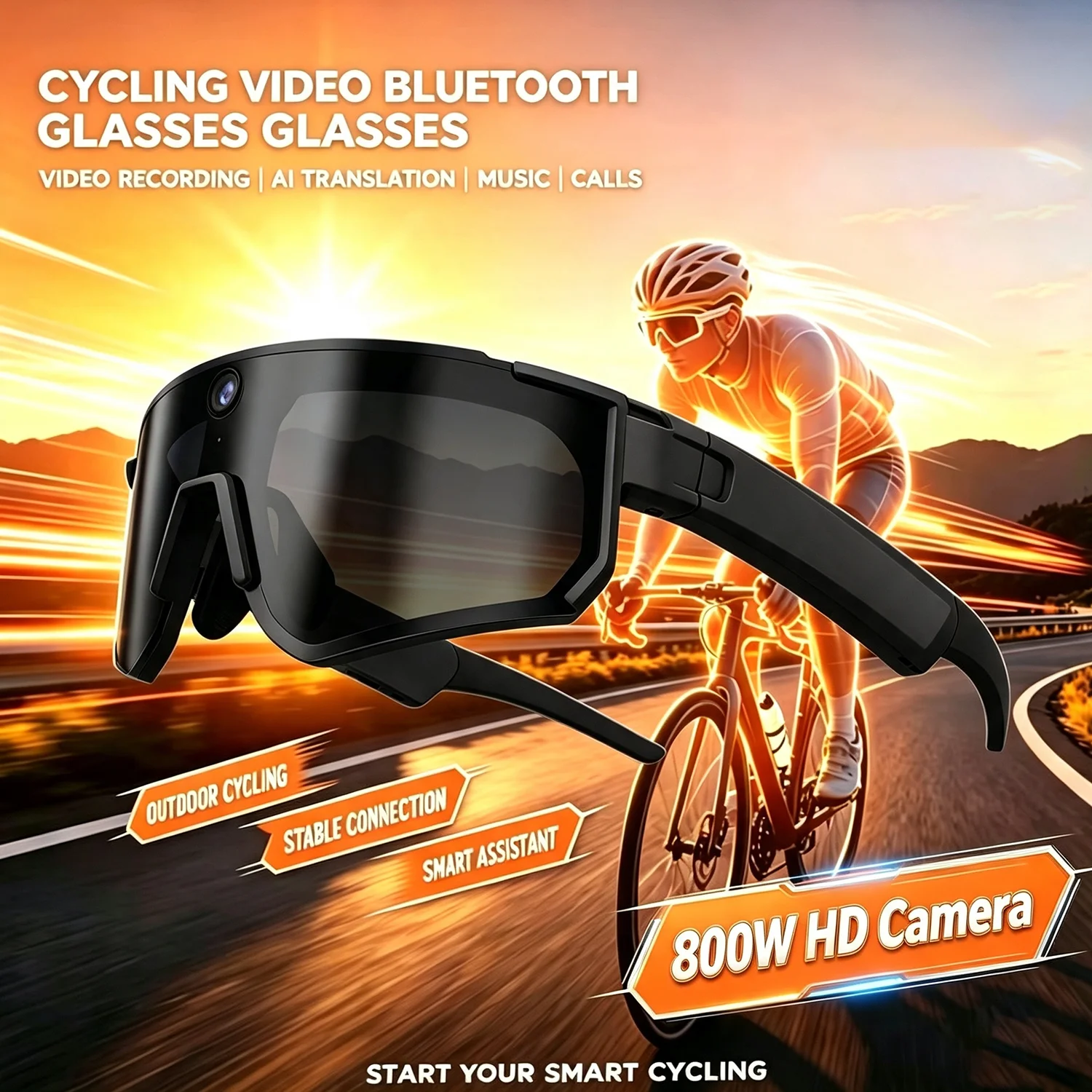 Outdoor Sport Glasses - 800W AI Smart Kamera-Brille 1080P Video