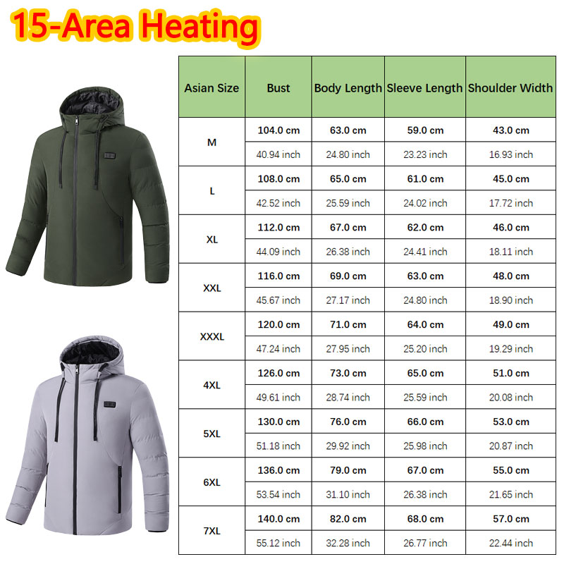 15-fach beheizte Winter-Kapuze – Outdoor Sport Jacket Men Bewertung und Preis
